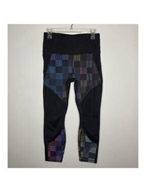 Athleta Aurora Precision black multicolor reflective 7/8 leggings  medium 158850